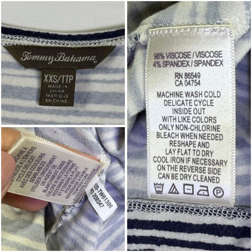 Tommy Bahama Womens Tank Dress XXS Striped Sleeveless Navy Blue Casual Stretch - Picture 6 of 8